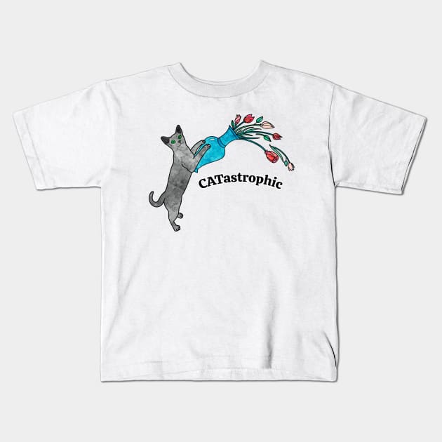 Russian Blue Cat Kids T-Shirt by Kelly Louise Art